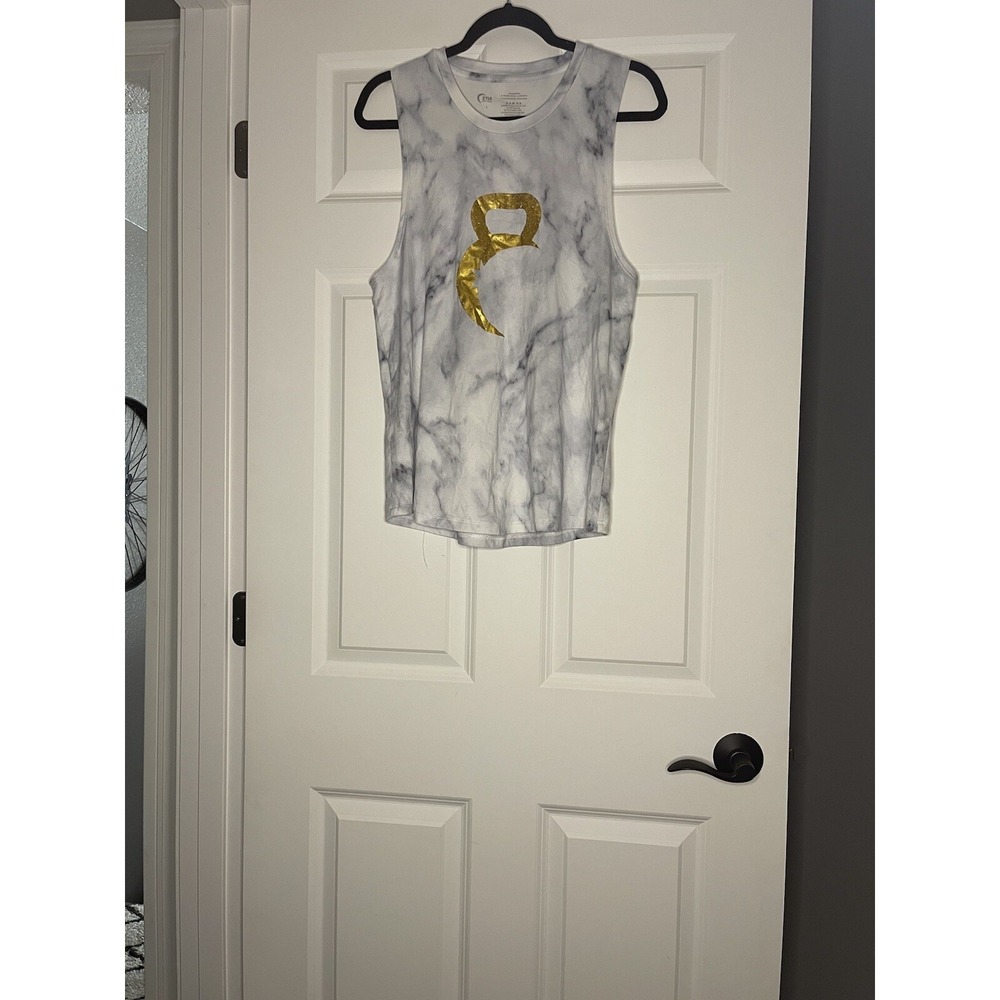 Zyia Active Kettle Moon Tank Top Large Gray White Tie Dye